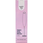 Black Happy Way hand blender retail box featuring a minimalist black and white design on a white background.