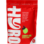White and green box of Hyro Lemon Lime Electrolyte Sachets with a lemon and lime illustration.