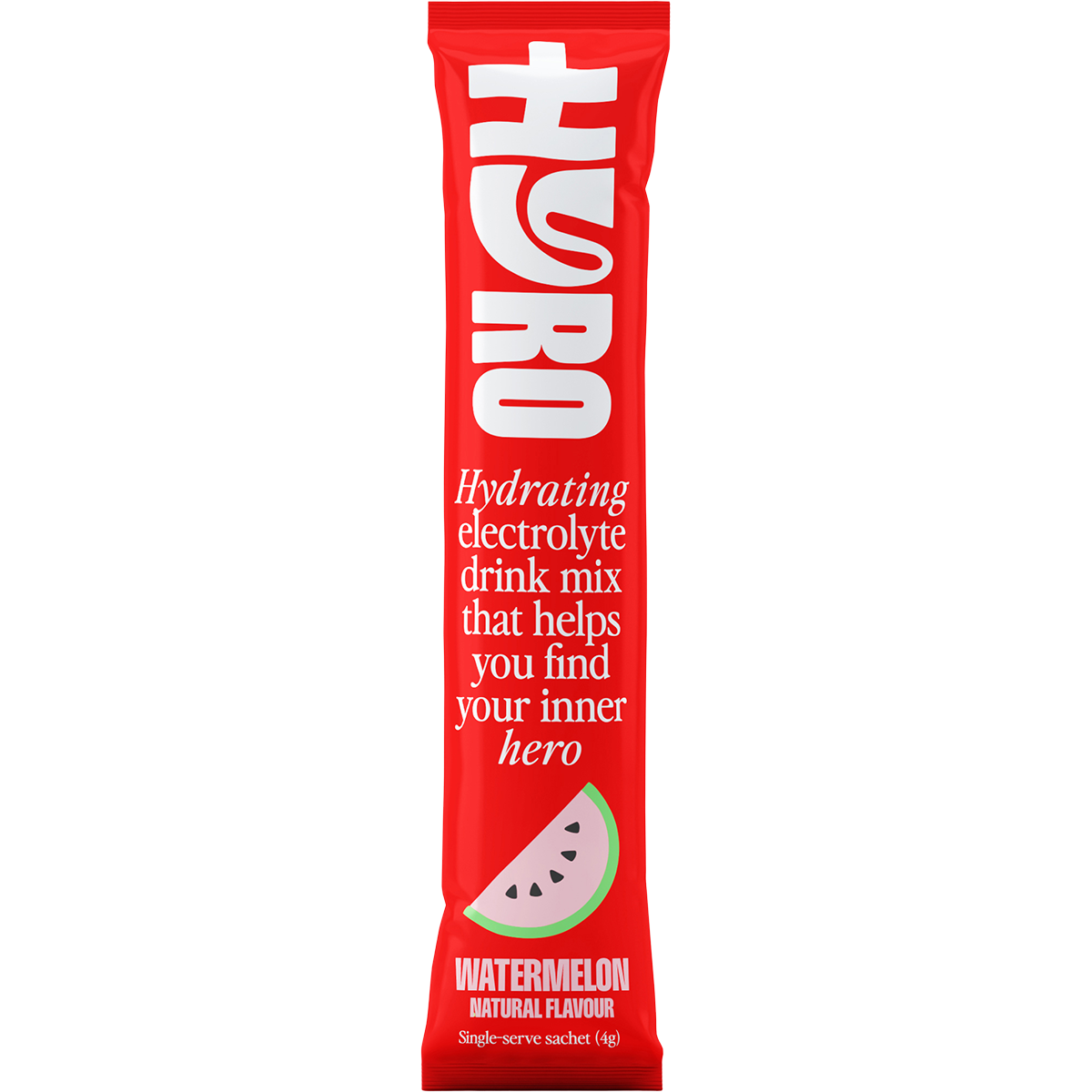 A single pink and white Hyro Watermelon electrolyte sachet featuring the HASTA Certified logo on a white background.