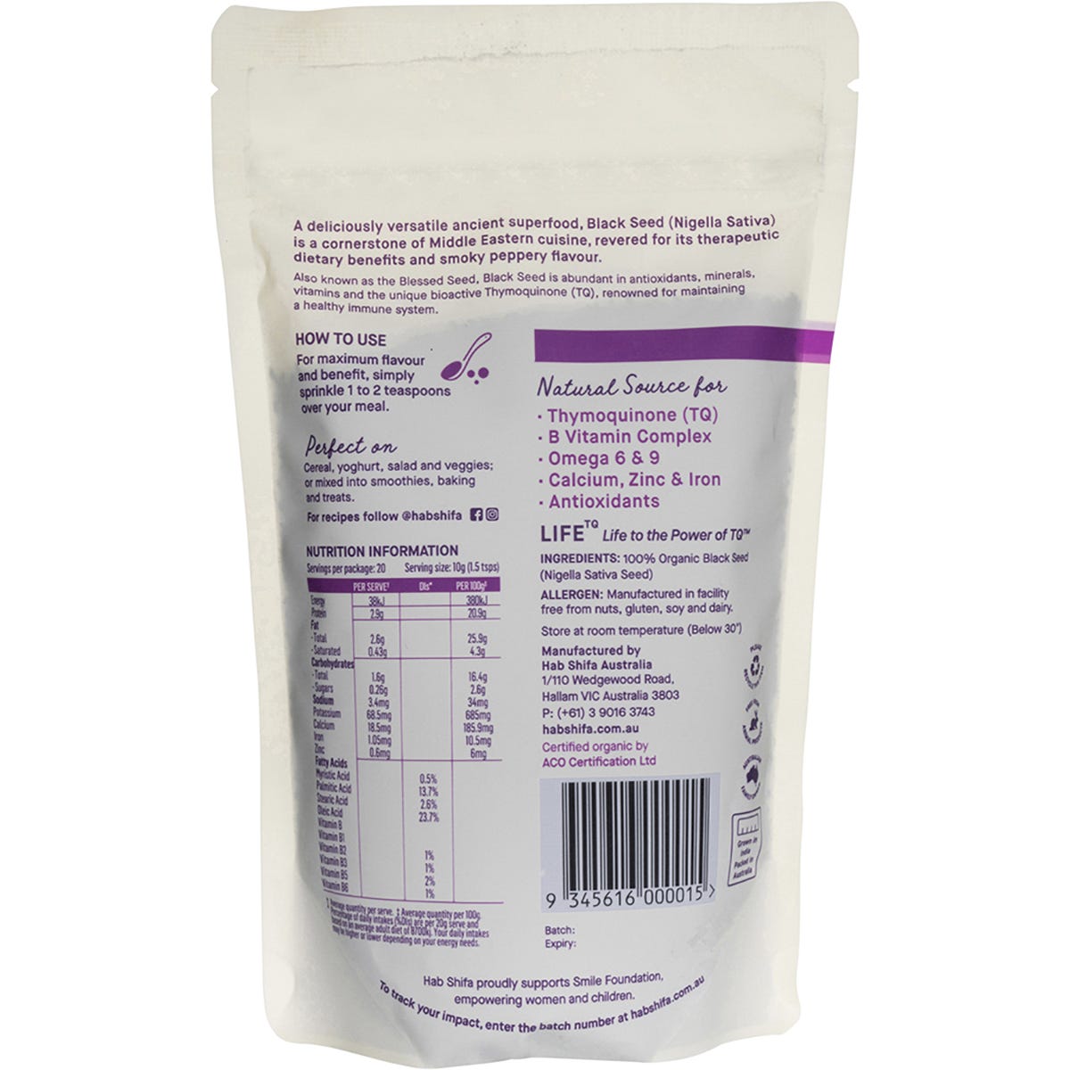 Hab Shifa Organic Black Seed 200g Payless 4 Organics