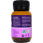 Side view of a Hab Shifa TQ+ Ultra Strength Black Seed Oil 60 vegecapsules bottle with a black and gold label.
