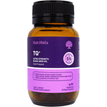 Hab Shifa TQ+ Ultra Strength Black Seed Oil 60 vegecapsules bottle with black and gold label on white background.