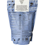 Happy Way Ashy Bines Choc Coconut Whey Protein Powder 500g tub with tropical illustrations on a white background.