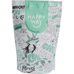 500g pouch of Happy Way Hemp Protein Powder Cacao Mint with organic cacao and plant-based ingredients.