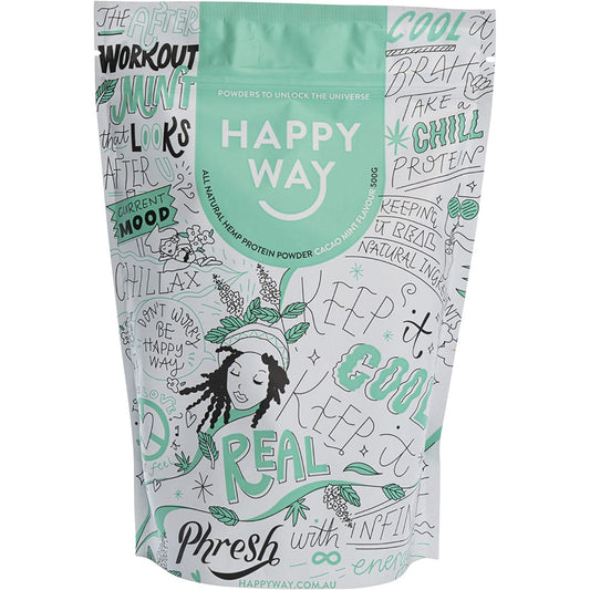 Happy Way Hemp Protein Powder Cacao Mint 500g Payless 4 Organics