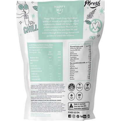 Happy Way Hemp Protein Powder Cacao Mint 60g (Pack of 6) Payless 4 Organics