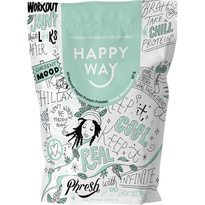 Happy Way Hemp Protein Powder Cacao Mint 60g (Pack of 6) Payless 4 Organics
