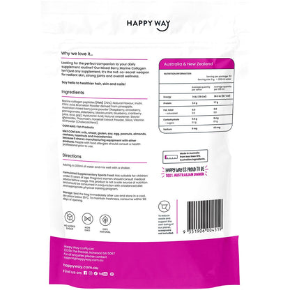 Happy Way Marine Collagen + Vitamin D Mixed Berry 250g Payless 4 Organics