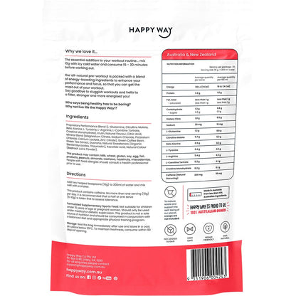 Happy Way Pre-Workout Powder Watermelon 250g Payless 4 Organics