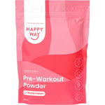 Happy Way Pre-Workout Powder Watermelon 250g tub with pink label and watermelon illustrations on a white background.