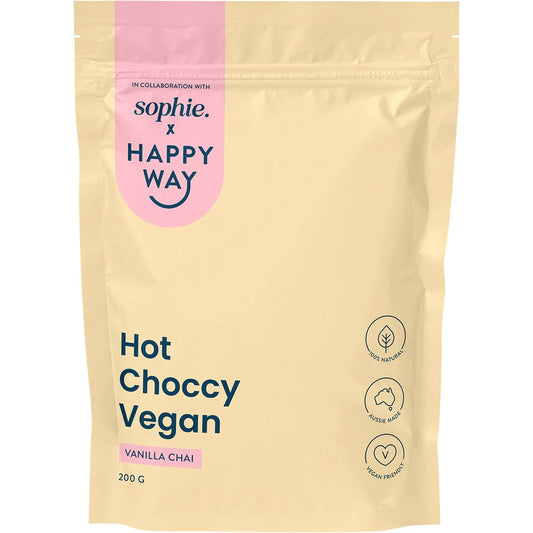 Happy Way Sophie's Hot Choccy Vegan Vanilla Chai 200g Payless 4 Organics