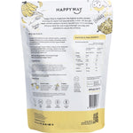 500g bag of Happy Way Banana Vegan Protein Powder with yellow banana illustrations on a white background.