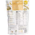Happy Way Caramel Biscuit Vegan Protein Powder 500g bag with tan botanical label on a white background.