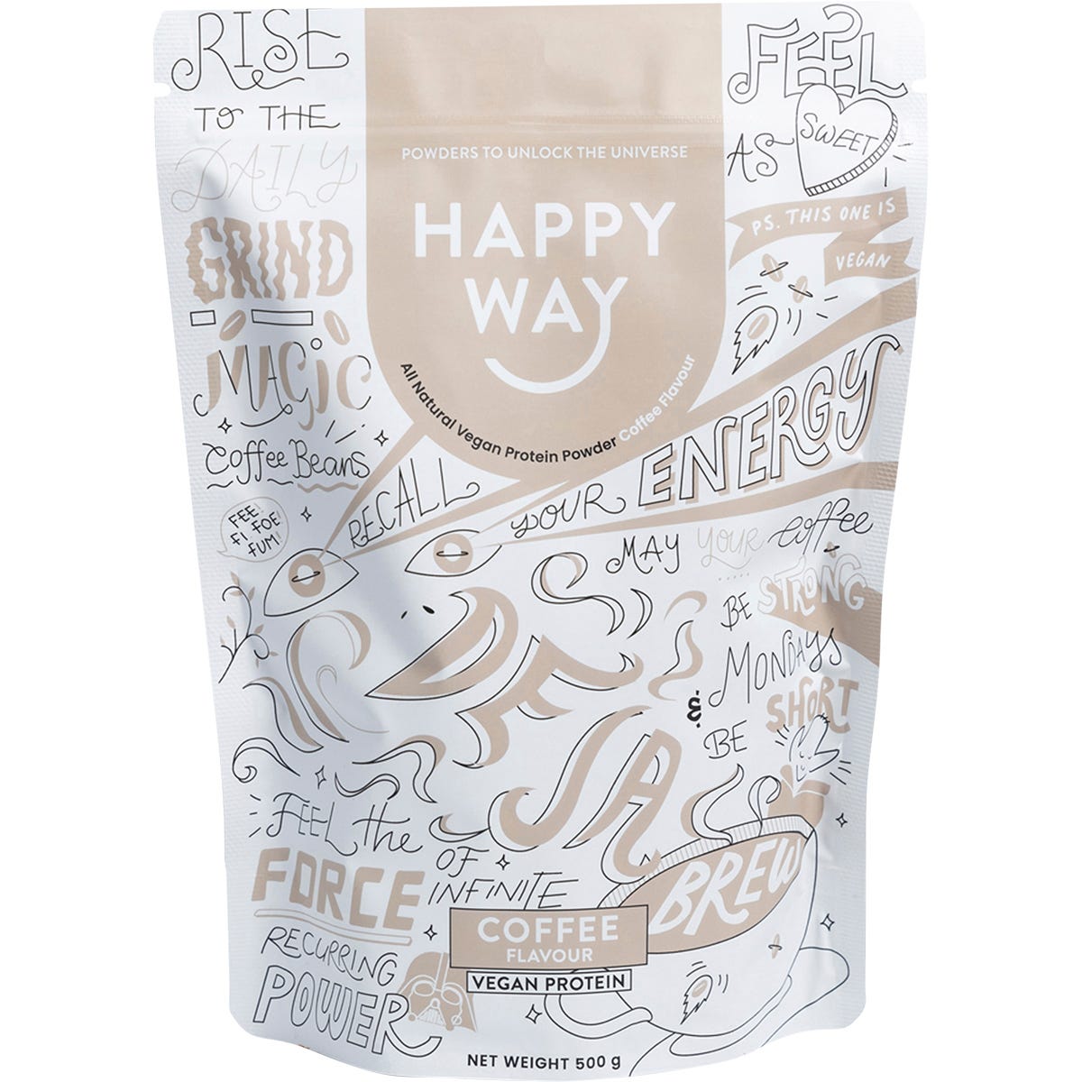 Happy Way Vegan Protein Powder Coffee 500g Payless 4 Organics