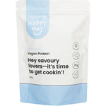 500g bag of Happy Way Flavourless Vegan Protein Powder featuring a white and teal label on a white background.
