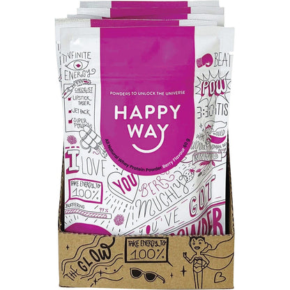 Happy Way Whey Protein Powder Berry 60g (Pack of 6) Payless 4 Organics