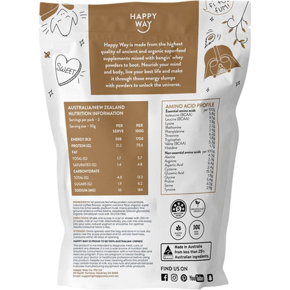 Happy Way Whey Protein Powder Coffee 60g (Pack of 6) Payless 4 Organics
