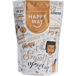 500g bag of Happy Way Salted Caramel Whey Protein Powder with a light orange label on a white background.