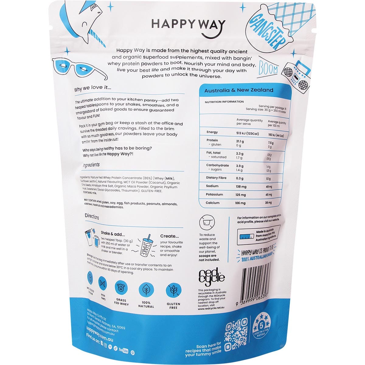 Happy Way Whey Protein Powder Vanilla 500g Payless 4 Organics