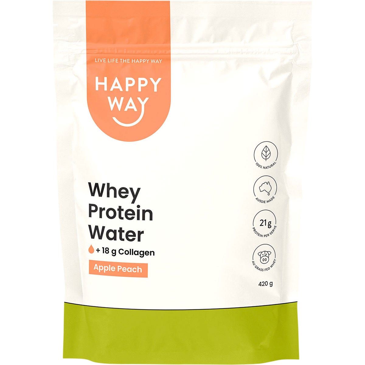 Happy Way Whey Protein Water Apple Peach 420g Payless 4 Organics