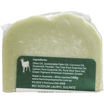 140g bar of Harmony Goat's Milk Soap with tea tree and lemon, shown on a plain white background.