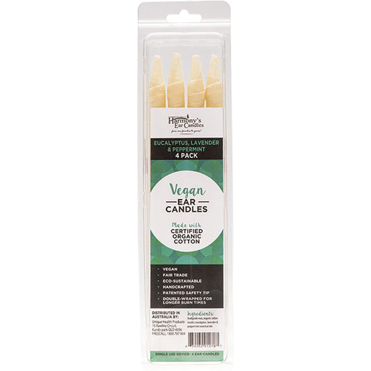 Harmony's Ear Candles Vegan Ear Candles Eucalyptus, Lavender & Peppermint 4 Pack Payless 4 Organics