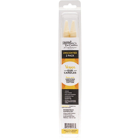 Harmony's Ear Candles Vegan Ear Candles Unscented 2 Pack Payless 4 Organics
