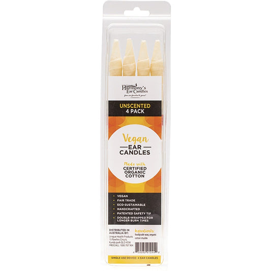Harmony's Ear Candles Vegan Ear Candles Unscented 4 Pack Payless 4 Organics