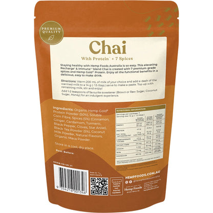 Hemp Foods Australia Chai Recharge & Immunity 100g Payless 4 Organics