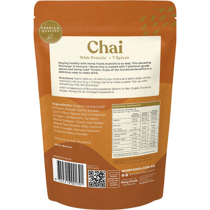 Hemp Foods Australia Chai Recharge & Immunity 252g Payless 4 Organics