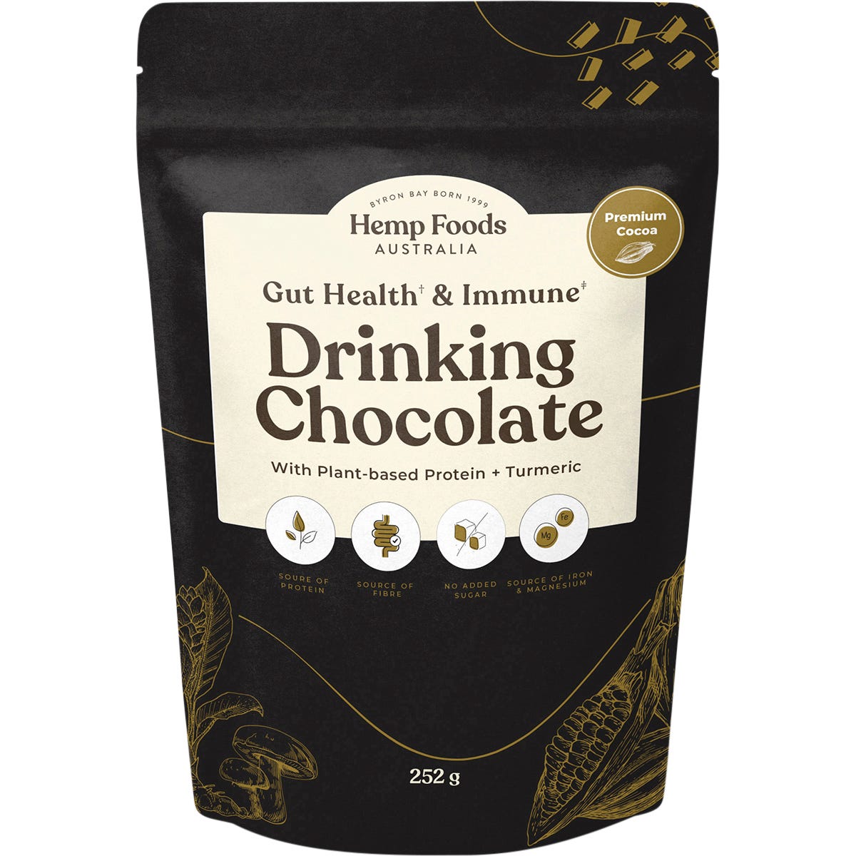 Hemp Foods Australia Drinking Chocolate Gut Health & Immune 252g Payless 4 Organics