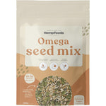 Five 200g pouches of Hemp Foods Australia Omega Seed Mix featuring a blend of pumpkin, sunflower, and chia seeds.
