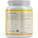 Back of 1.5kg Hemp Gold Protein bag showing nutrition facts, amino acid profile, and organic certifications.