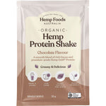Single 35g sachet of Hemp Foods Australia Organic Chocolate Hemp Protein Shake on a white background.
