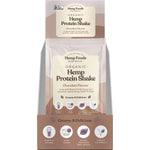 Side view of a 7-pack display box for Hemp Foods Australia Organic Chocolate Hemp Protein Shake sachets.