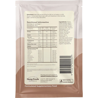 Hemp Foods Australia Organic Hemp Protein Shake Chocolate 35g (Pack of 7) Payless 4 Organics