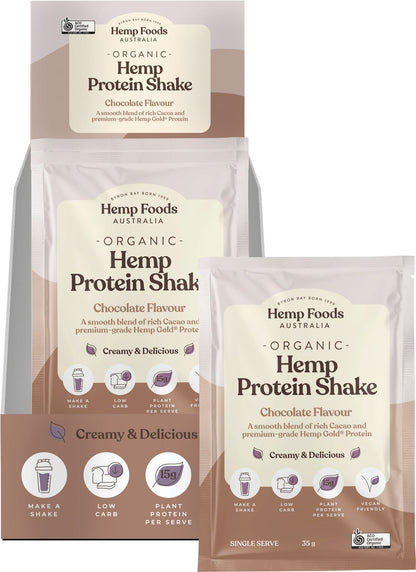 Hemp Foods Australia Organic Hemp Protein Shake Chocolate 35g (Pack of 7) Payless 4 Organics