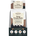 Back of Hemp Foods Organic Chocolate Espresso Protein Shake sachet with nutrition facts and ingredients.