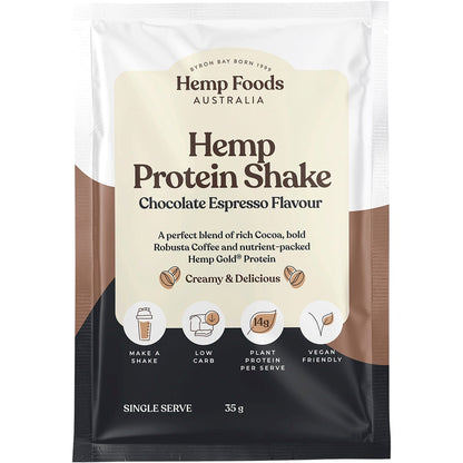 Hemp Foods Australia Organic Hemp Protein Shake Chocolate Espresso 35g (Pack of 7) Payless 4 Organics