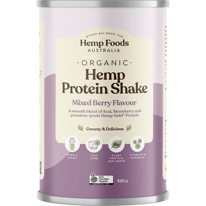 Hemp Foods Australia Organic Hemp Protein Shake Mixed Berry 420g Payless 4 Organics