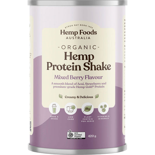 Hemp Foods Australia Organic Hemp Protein Shake Mixed Berry 420g Payless 4 Organics