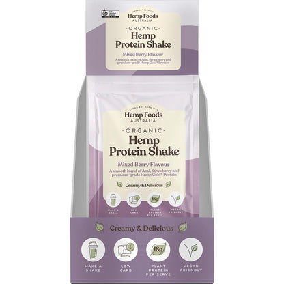 Hemp Foods Australia Organic Hemp Protein Shake Mixed Berry & Acai 35g (Pack of 7) Payless 4 Organics