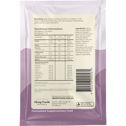 Hemp Foods Australia Organic Hemp Protein Shake Mixed Berry & Acai 35g (Pack of 7) Payless 4 Organics