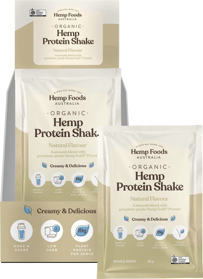 Hemp Foods Australia Organic Hemp Protein Shake Natural 35g (Pack of 7) Payless 4 Organics
