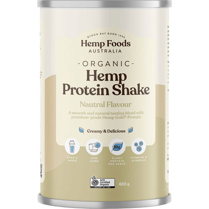 Hemp Foods Australia Organic Hemp Protein Shake Natural 420g Payless 4 Organics