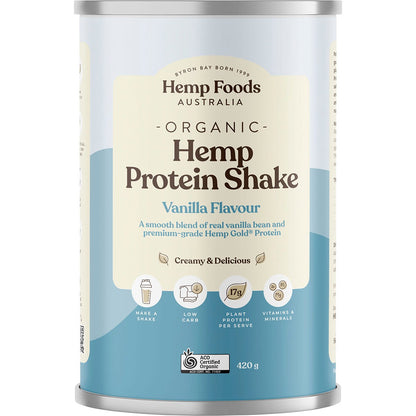 Hemp Foods Australia Organic Hemp Protein Shake Vanilla 420g Payless 4 Organics