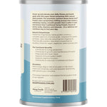 Back of Hemp Foods Organic Vanilla Protein 420g pouch with nutrition facts, ingredients, and directions.