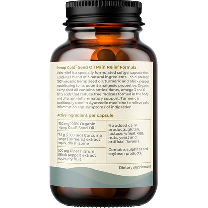 Hemp Foods Australia Pain Relief with Hemp Gold Seed Oil 60 Caps Payless 4 Organics