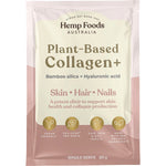 Box of 7 x 20g Hemp Foods Australia Plant-Based Collagen+ Berry sachets featuring berry and botanical illustrations.