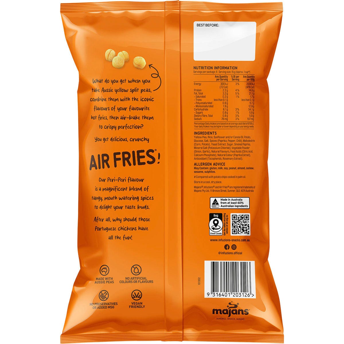 Infuzions Air Fries Peri-Peri 90g (Pack of 6)